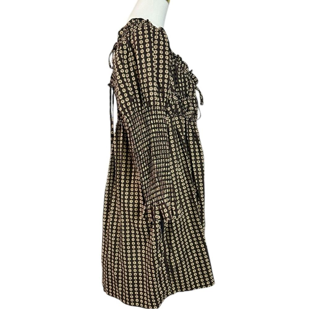 Free People Retro 70s Babydoll Star Dip Mini Dress in Black Combo Size Large - Picture 10 of 16